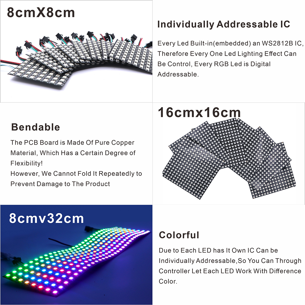 WS2812B SMD5050 RGB Panel LED  - Rgb Led Matrix 8X8 리뷰 및 가격