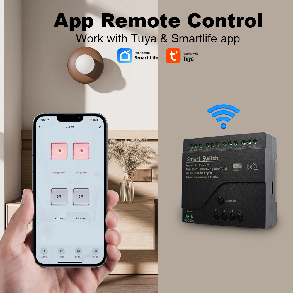 Tuya 4CH WiFi Smart Switch Rel - Home Automation System Diy 리뷰 및 가격